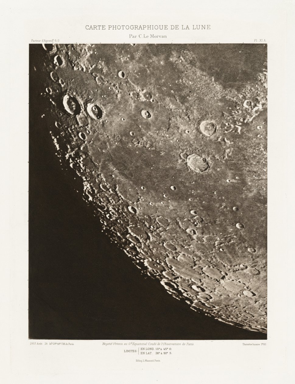 Carte photographique de la lune, planche XI.A (Fotografische Kaart van de Maan, plaat XI.A),26 augustus door Charles le Morvan
