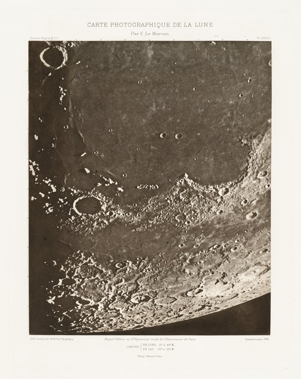 Carte photographique de la lune, planche XVIII.A (Fotografische Kaart van de Maan, plaat XVIII.A),20 oktober door Charles le Morvan