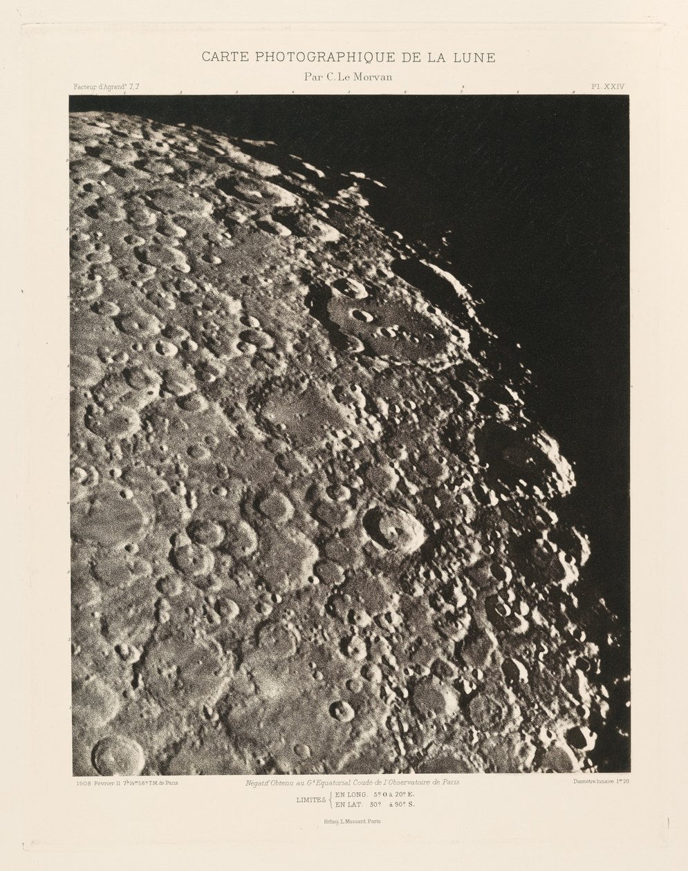 Carte photographique de la lune, planche XXIV (Fotografische Kaart van de Maan, plaat XXIV),11 februari door Charles le Morvan