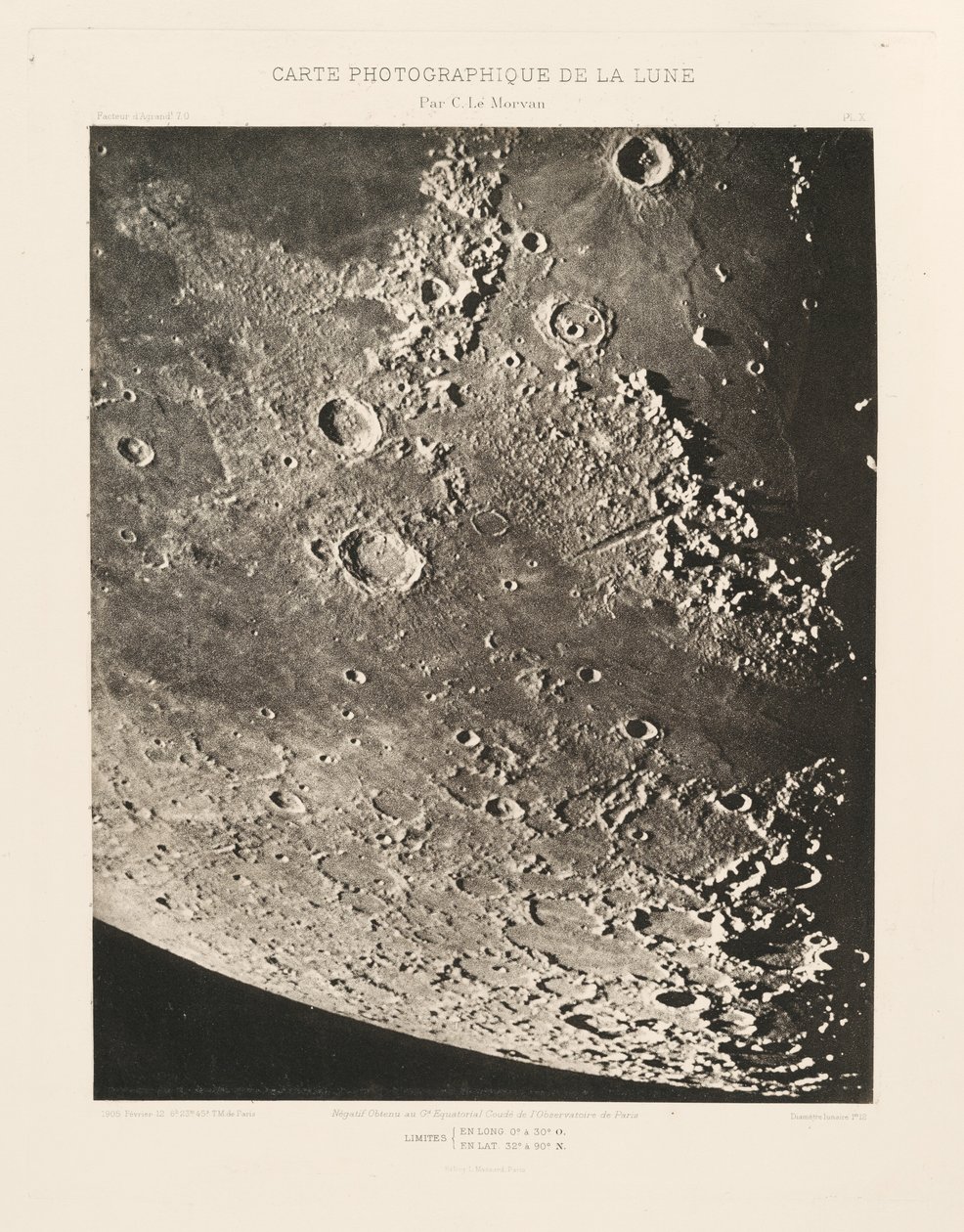 Carte photographique de la lune, planche X (Fotografische Kaart van de Maan, plaat X),12 februari door Charles le Morvan