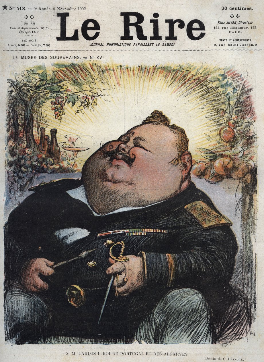 Karel I Koning van Portugal (1863-1908) - Caricatuur door Charles Leandre in 