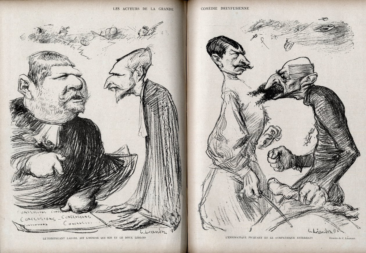 Dreyfus-affaire - De acteurs van de grote Dreyfus-komedie - Caricatuur door Charle door Charles Leandre