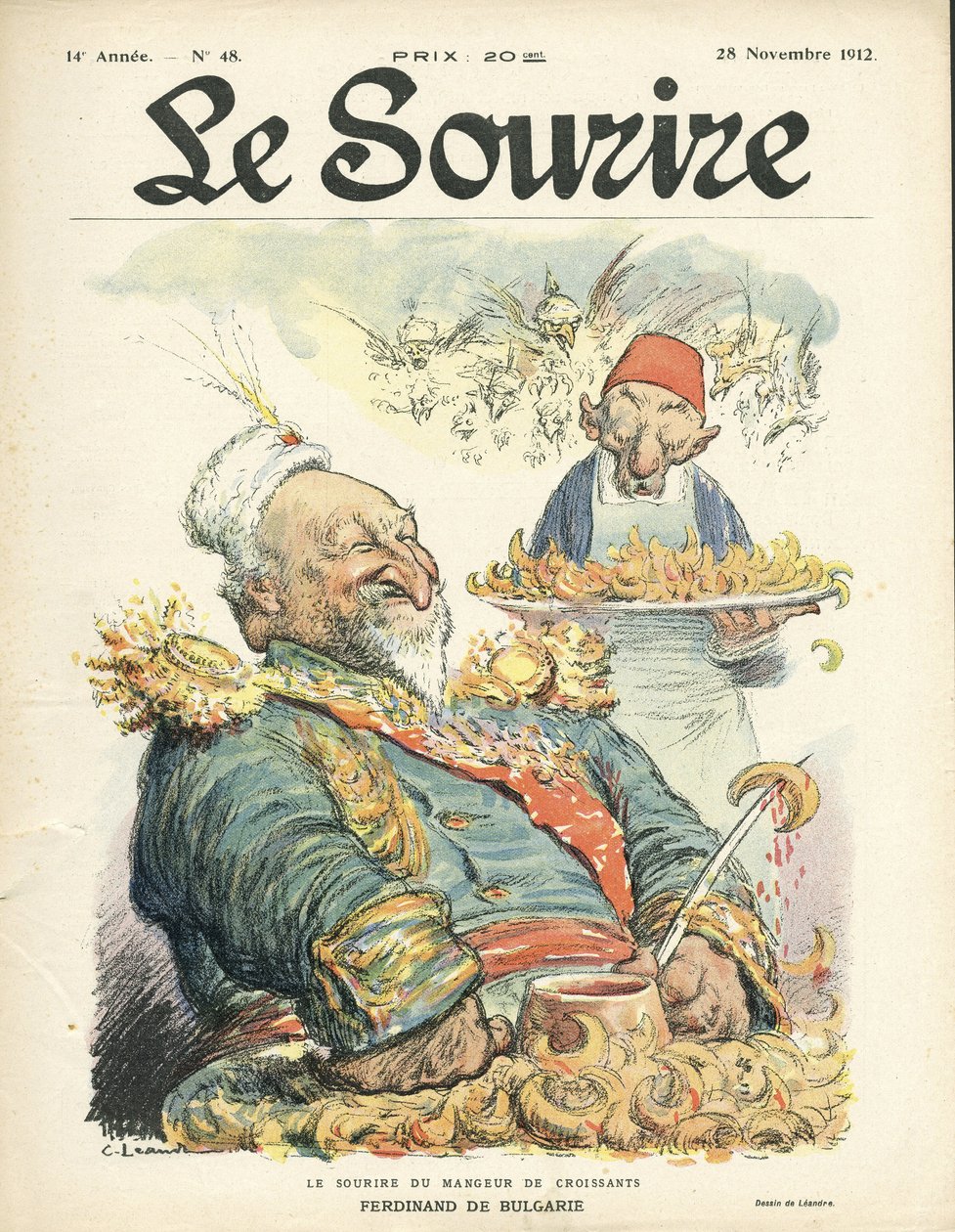 Illustratie door Charles Leandre voor de Omslag van Le Smile, Nr. 48, 28/11/12 - De glimlach van de croissant-eter door Charles Leandre