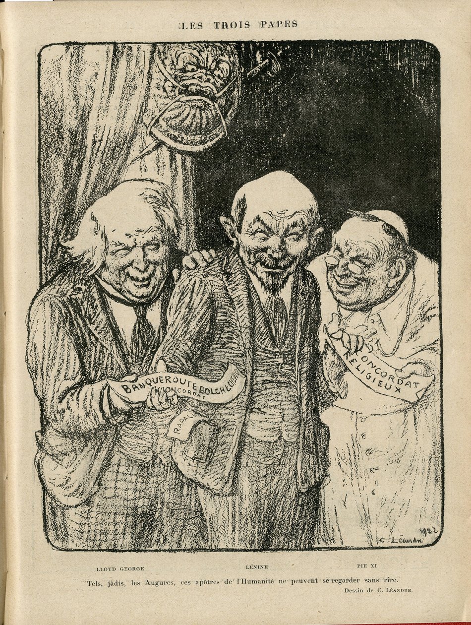 Illustratie van Charles Leandre in Le Rire, 03/06/22 - De Drie Pausen door Charles Leandre
