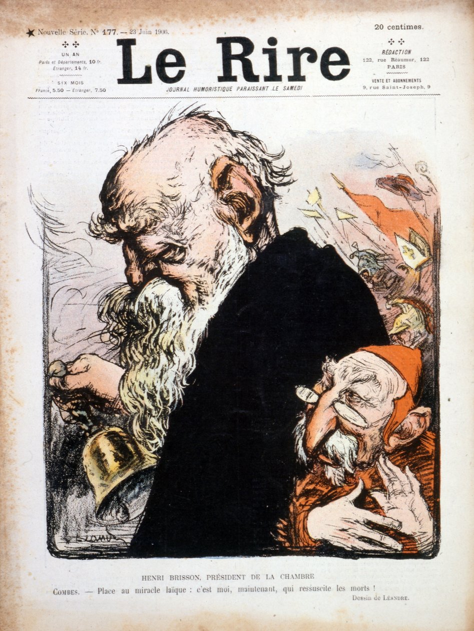 Satirische illustratie van Eugene Henri Brisson, omslag van Le Rire 1906 door Charles Leandre