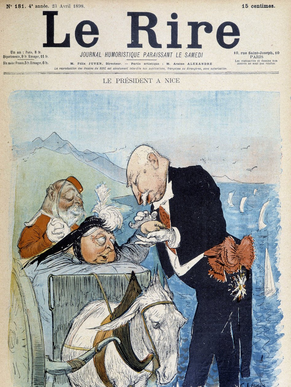 Victoria en Félix Faure in Nice - door Léandre, in "Le Rire" van 23/04/1898 door Charles Leandre