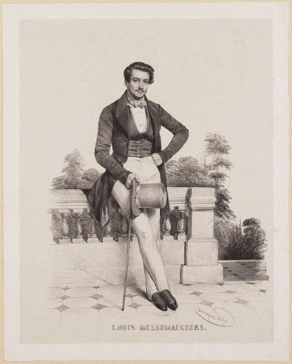 Portret van de componist Louis Messemaeckers 1809-1889 door Charles Louis Baugniet