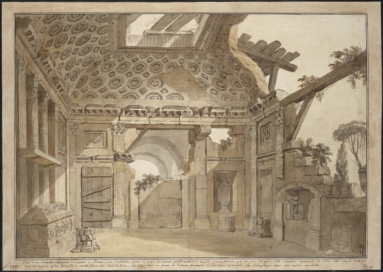 Ontwerp voor de schilderijen in de cel van Vader Lesueur in het klooster van Santissima Trinita dei Monti in Rome door Charles Louis Clerisseau