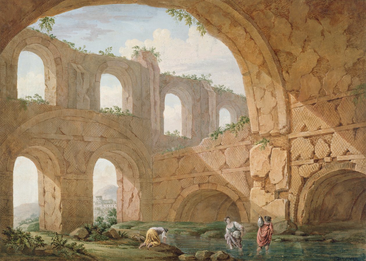 Villa van Hadrianus, nabij Tivoli door Charles Louis Clerisseau
