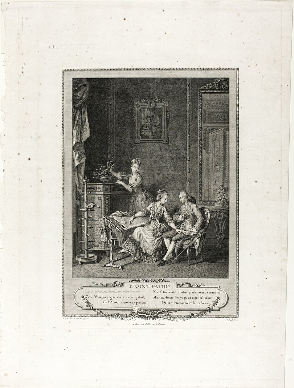 De bezetting, uit Monument du Costume Physique et Moral de la fin du Dix-huitième siècle door Charles Louis Lingée