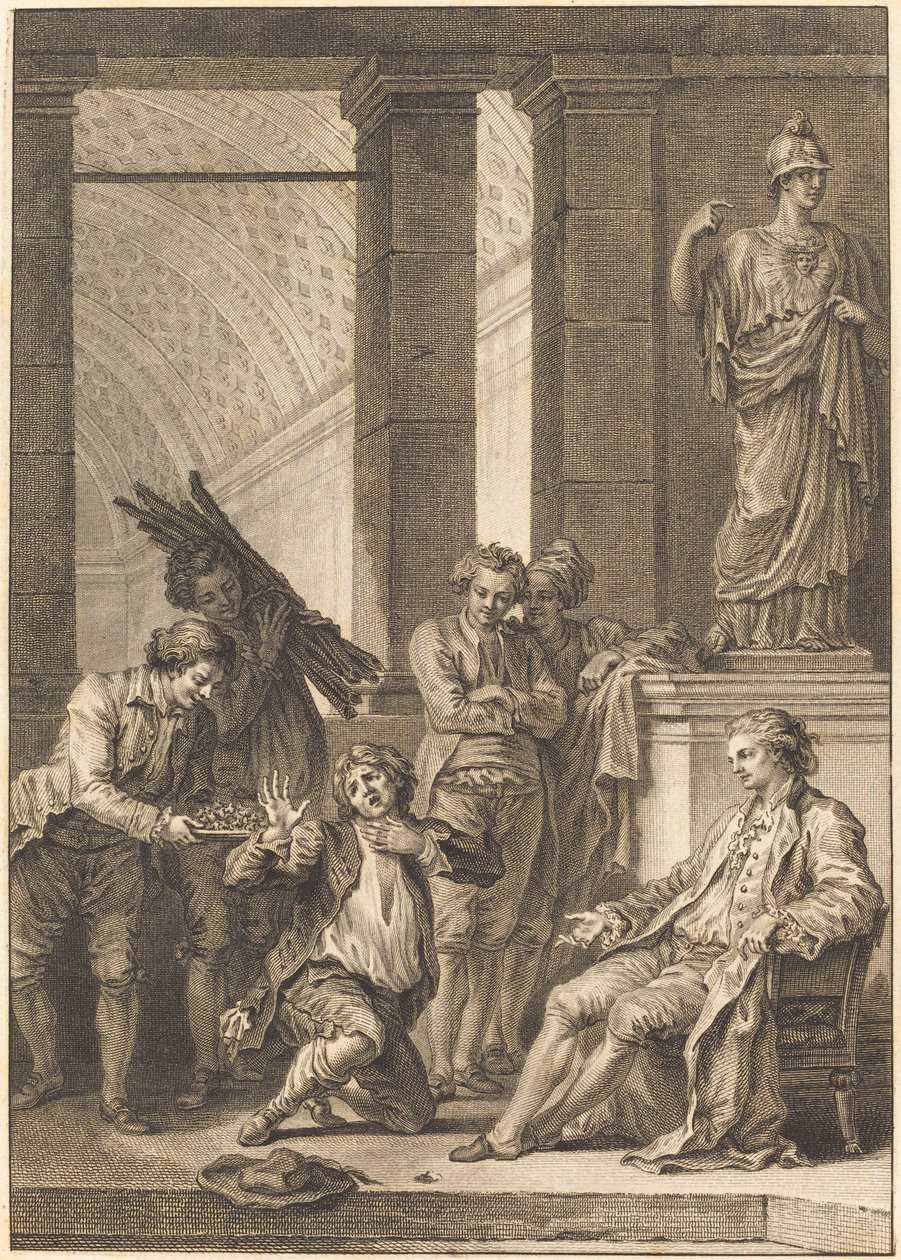 De boer door Charles Louis Lingée after Jean Honoré Fragonard