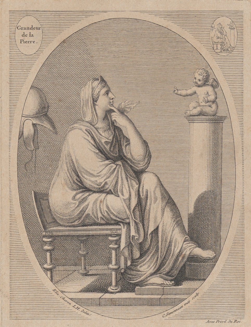 Grandeur de la pierre, naar Eliz. Cheron, 1665-1728 door Charles Louis Simonneau