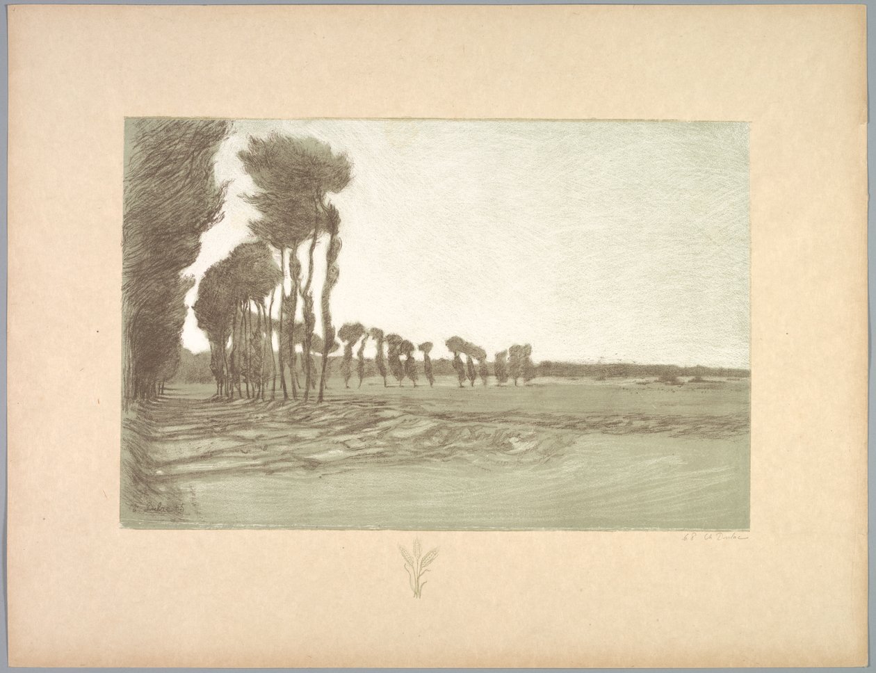 Suite de Landschappen: Landschap, Plaat 5, Remarque, Drie Tarwestengels door Charles Marie Dulac