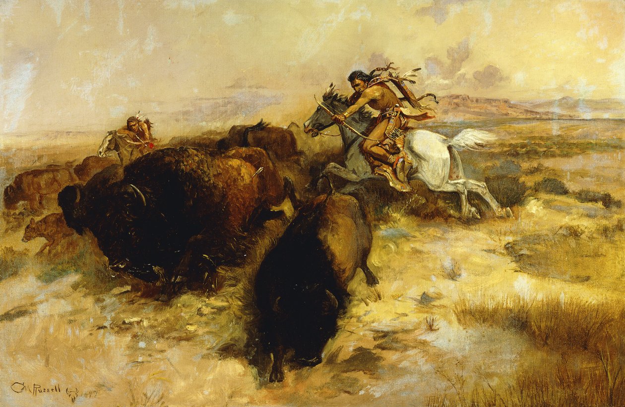 Buffeljacht, 1897 door Charles Marion Russell