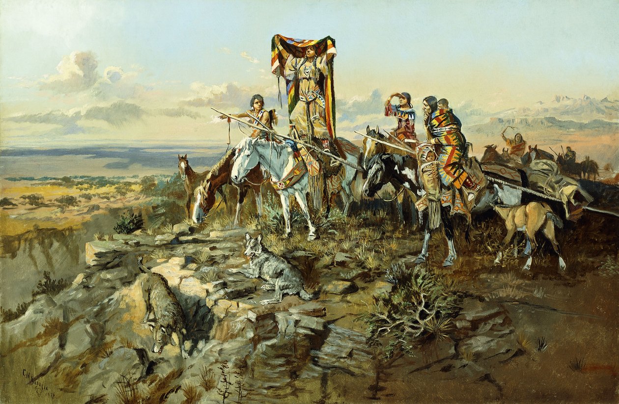 In het kielzog van de jagers, 1896 door Charles Marion Russell