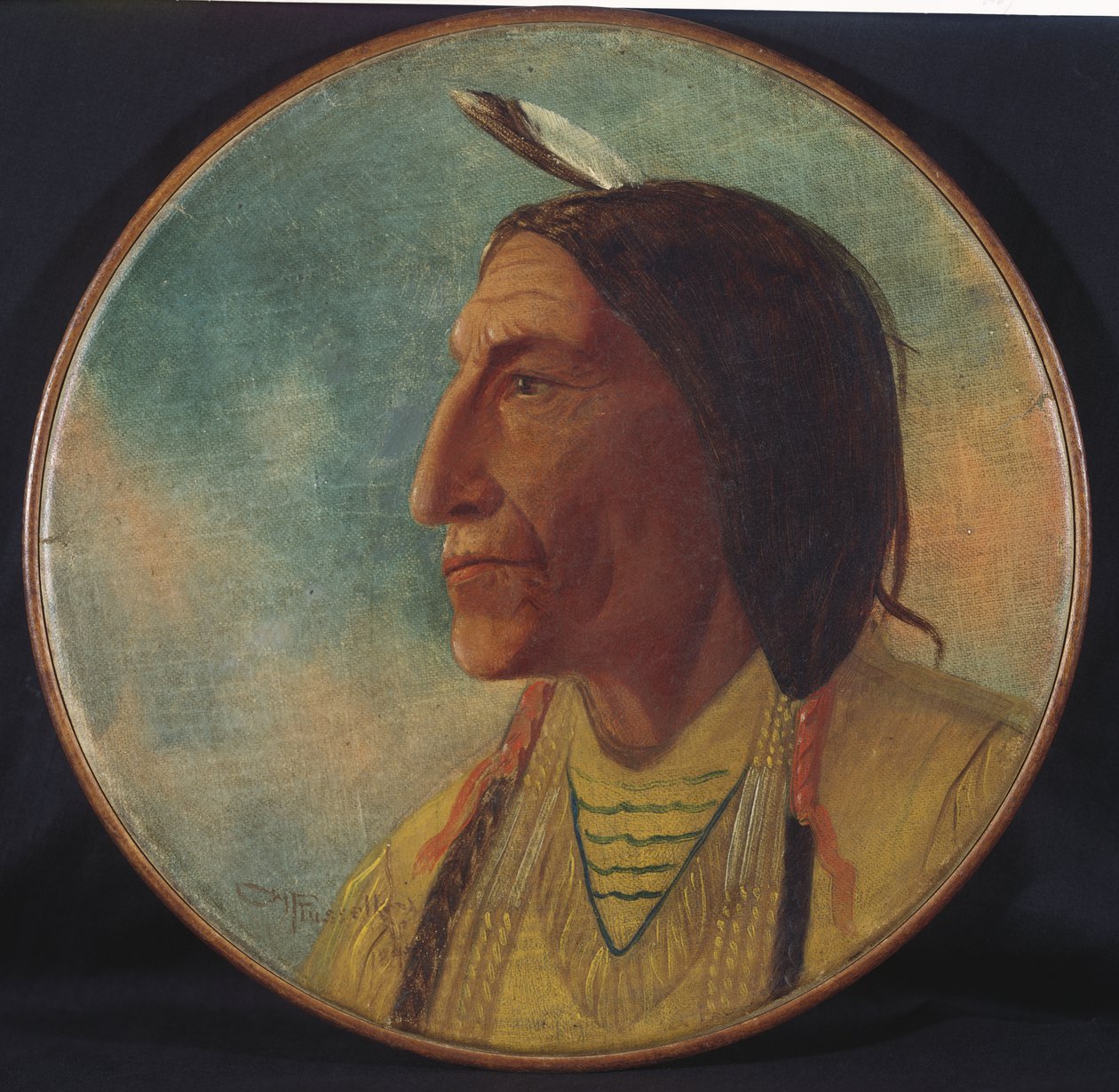 Portret van Chief Wolf Robe, 1892 door Charles Marion Russell