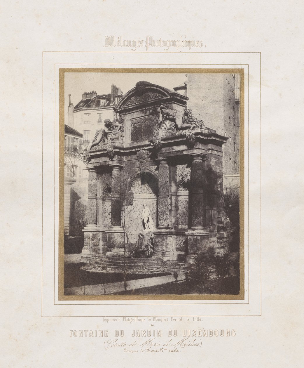 Fontein van de Jardin du Luxembourg (grot van Marie de Médicis) door Charles Marville