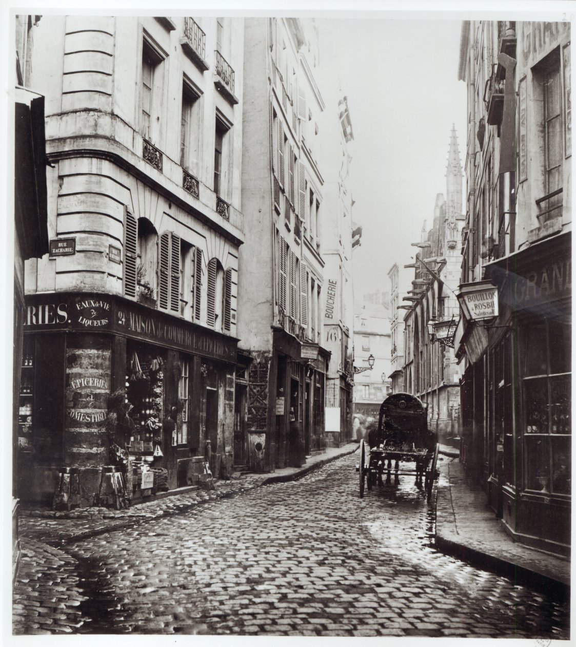 Rue Saint-Severin, vanaf de Rue de la Harpe, Parijs, 1858-78 door Charles Marville