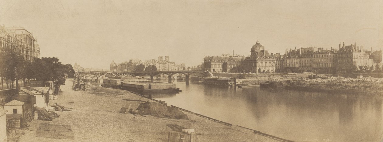 De Seine vanaf de Pont du Carrousel richting Notre Dame, 1853 door Charles Marville