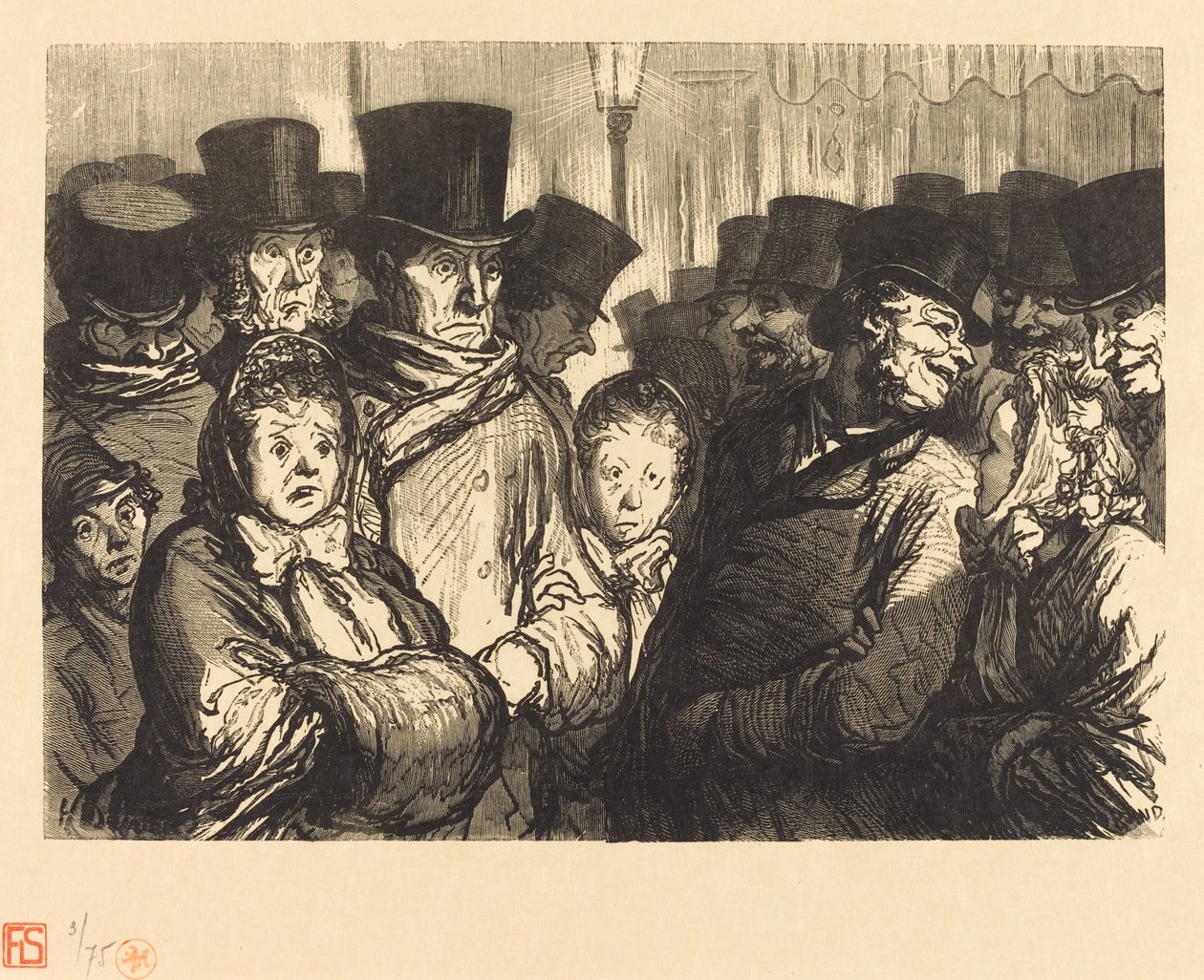 Boulevard du Temple om middernacht door Charles Maurand after Honoré Daumier