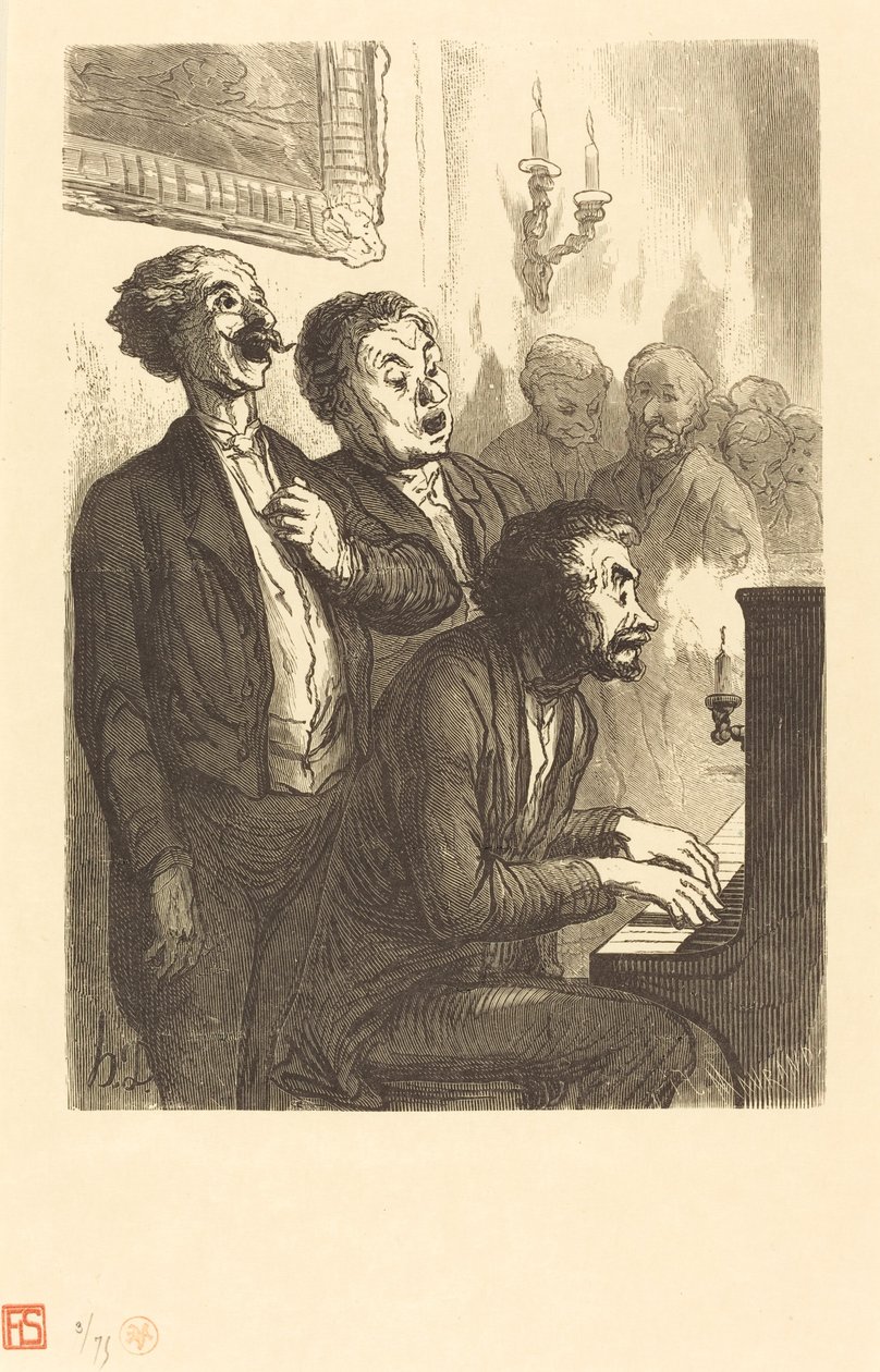 De Salon Zangers door Charles Maurand after Honoré Daumier