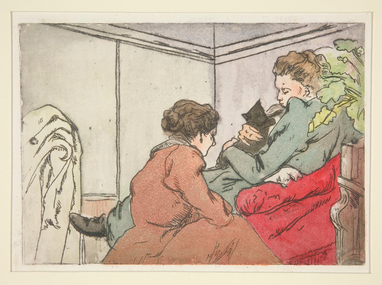 Vrouw met een kat door Charles Maurin