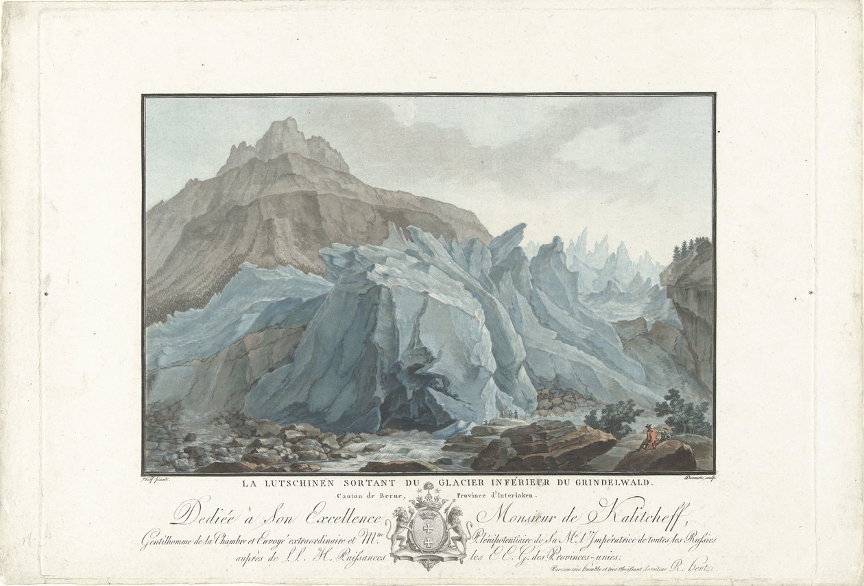 Gletsjer bij Grindelwald door Charles Melchior Descourtis