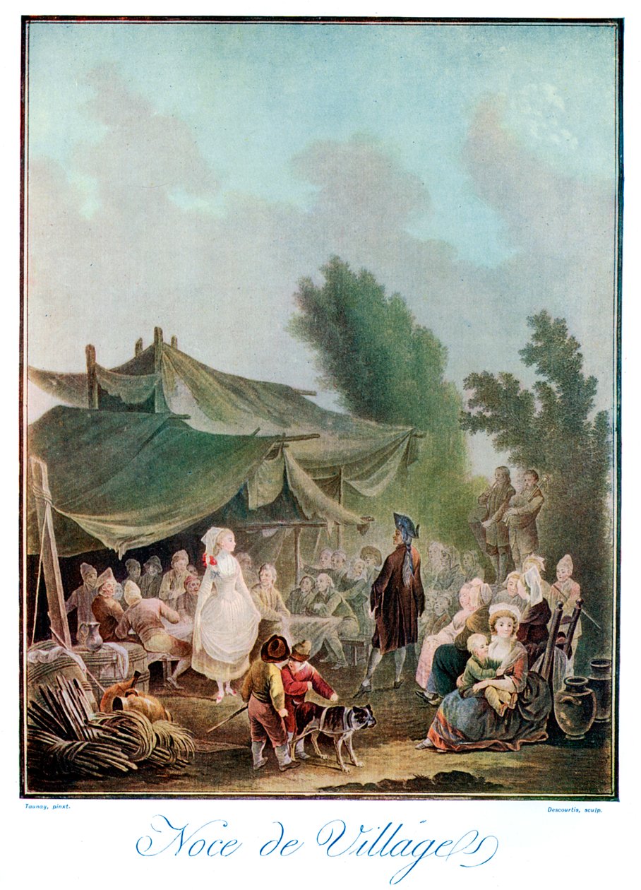 Noce de Village, 18e eeuw 1910 door Charles Melchior Descourtis