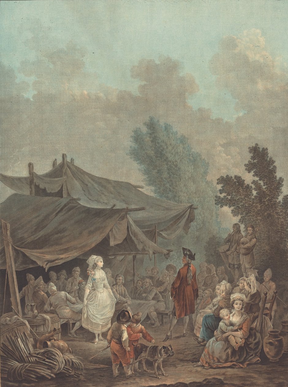 Noce de Village Dorpsbruiloft, 1785 door Charles Melchior Descourtis