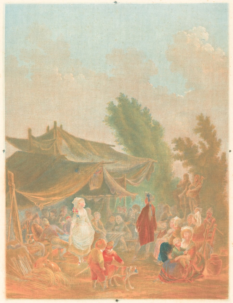 Dorpsbruiloft, 1785 door Charles Melchior Descourtis