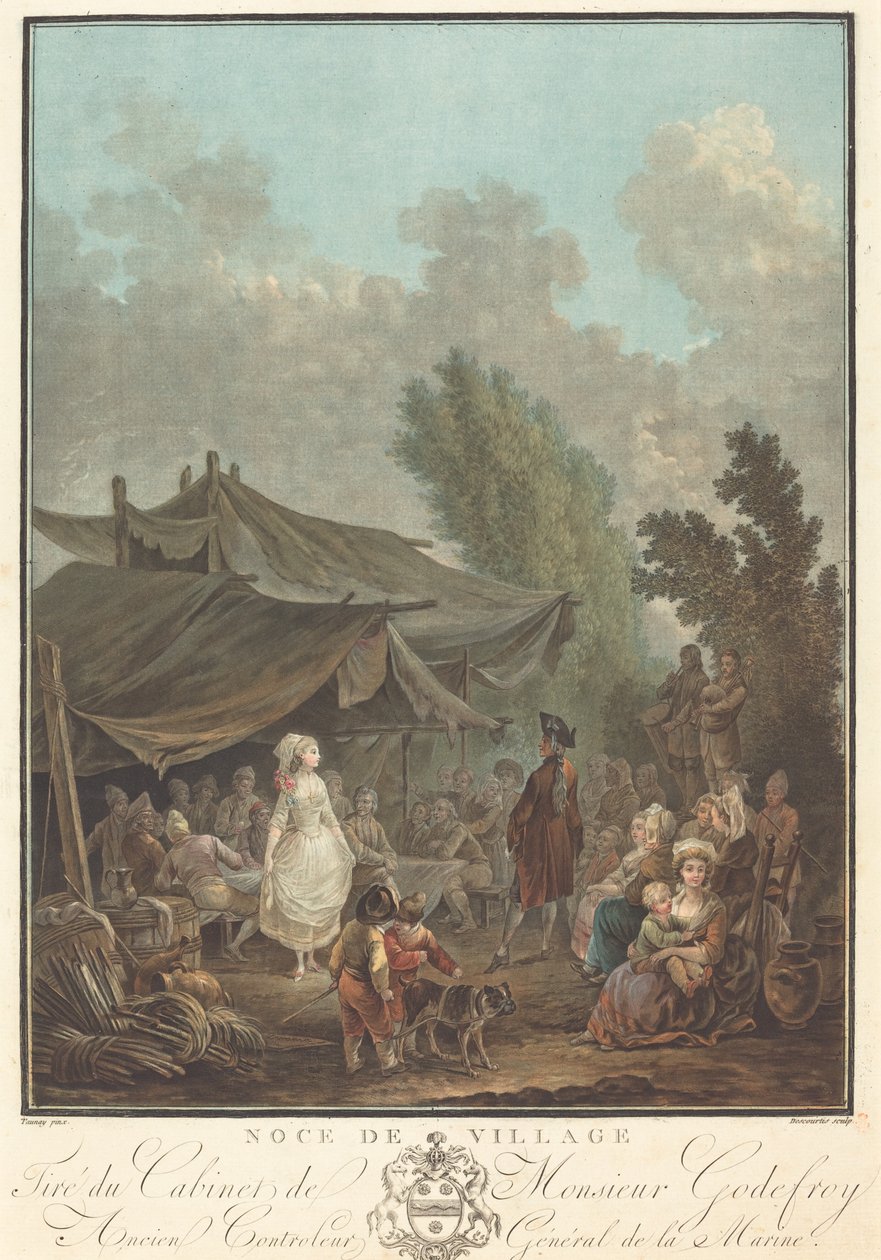 Dorpstrouw (Village Wedding) door Charles Melchior Descourtis after Nicolas Antoine Taunay