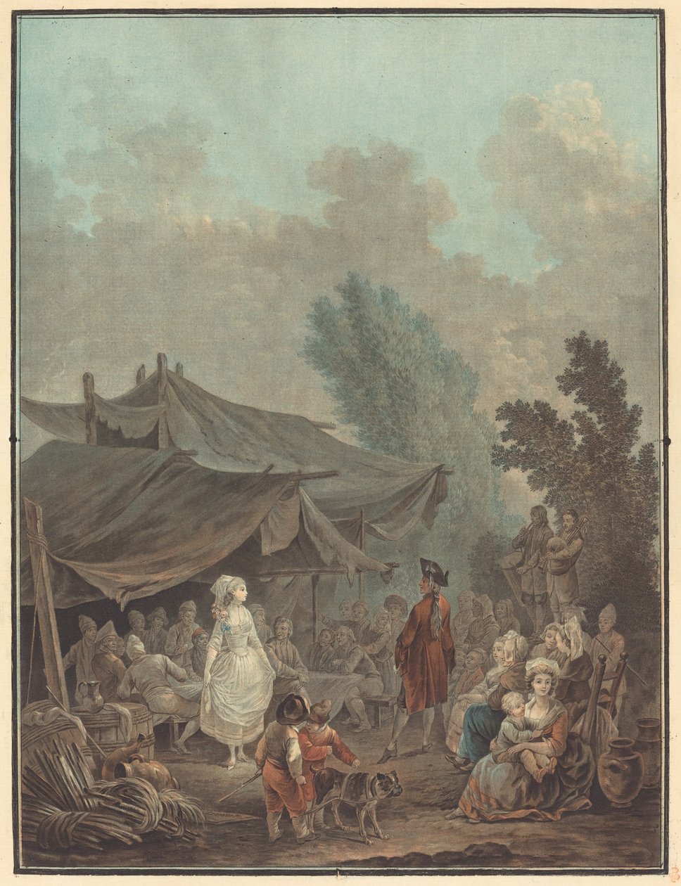 Dorpsbruiloft door Charles Melchior Descourtis after Nicolas Antoine Taunay