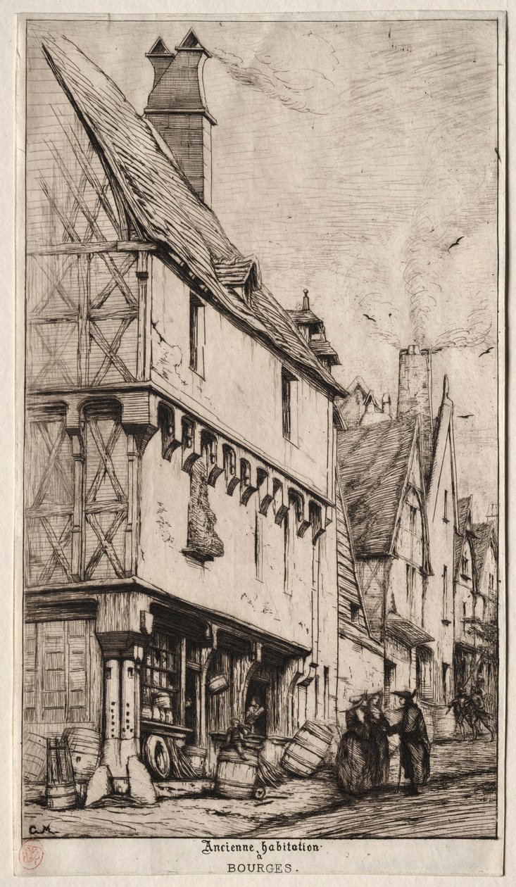 Een oud huis in Bourges, soms het Muzikantenhuis genoemd, 1860 door Charles Meryon
