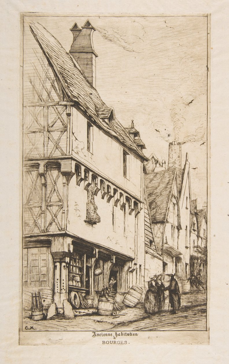 Een oud huis, of het huis van de musicus, Bourges door Charles Meryon