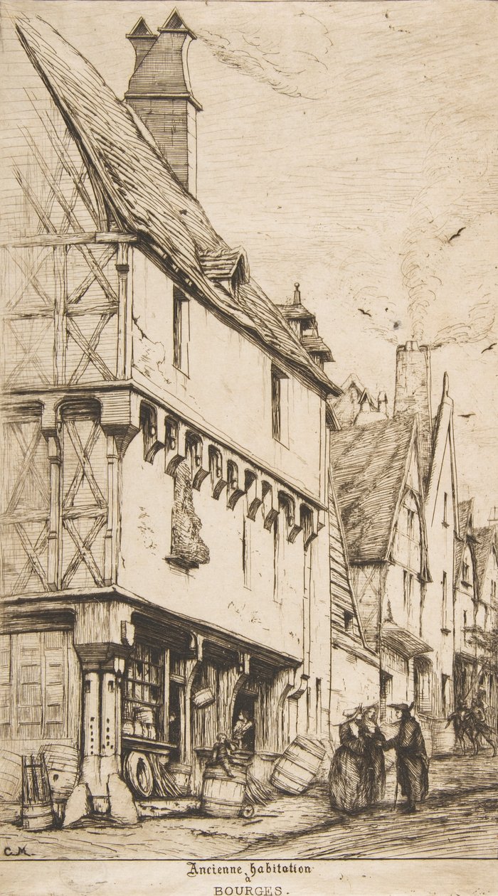 Een Oud Huis, of Het Huis van de Musicus, Bourges, 1860 door Charles Meryon