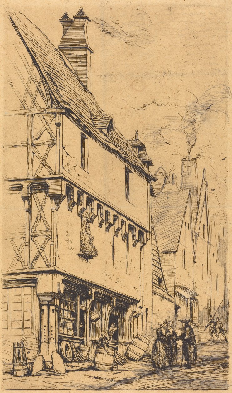 Oude woning in Bourges, ook wel bekend als „La Maison du Musicien“ (Een oud huis in Bourges, ook wel bekend als het „Huis van de muzikant“) door Charles Meryon
