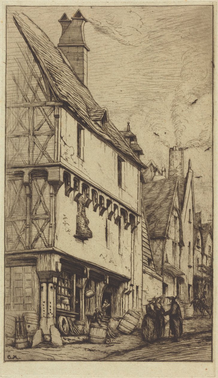 Een oud huis in Bourges, soms «Het huis van de muzikant» genoemd door Charles Meryon