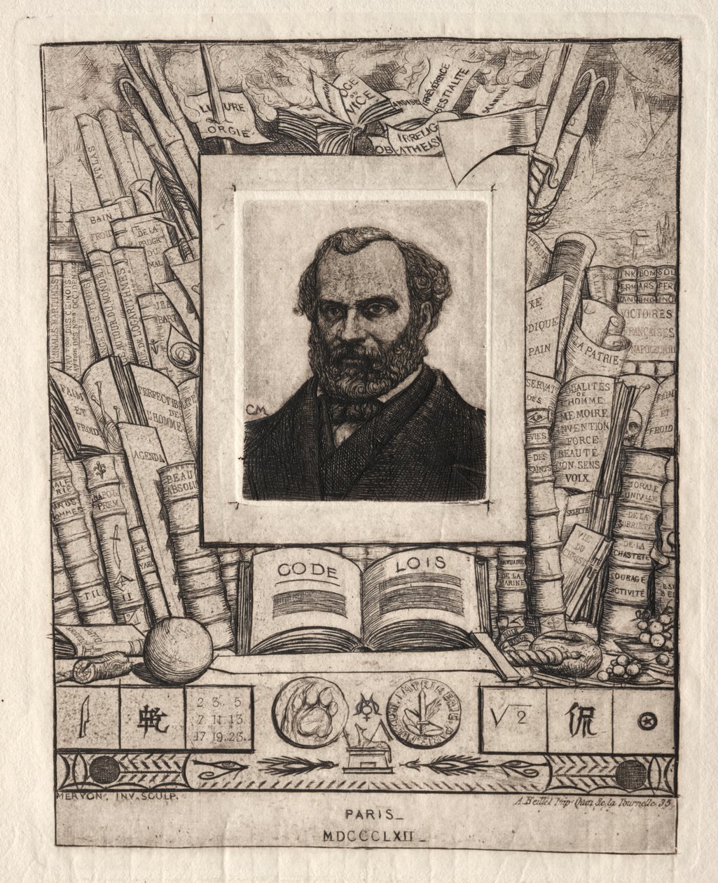 Armand Gueraud van Nantes, Drukker en Man van Brieven door Charles Meryon