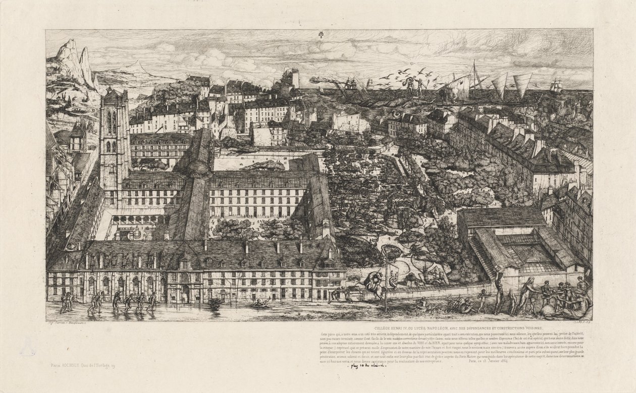 Collège Henri IV, Parijs, of Lycée Napoléon door Charles Meryon