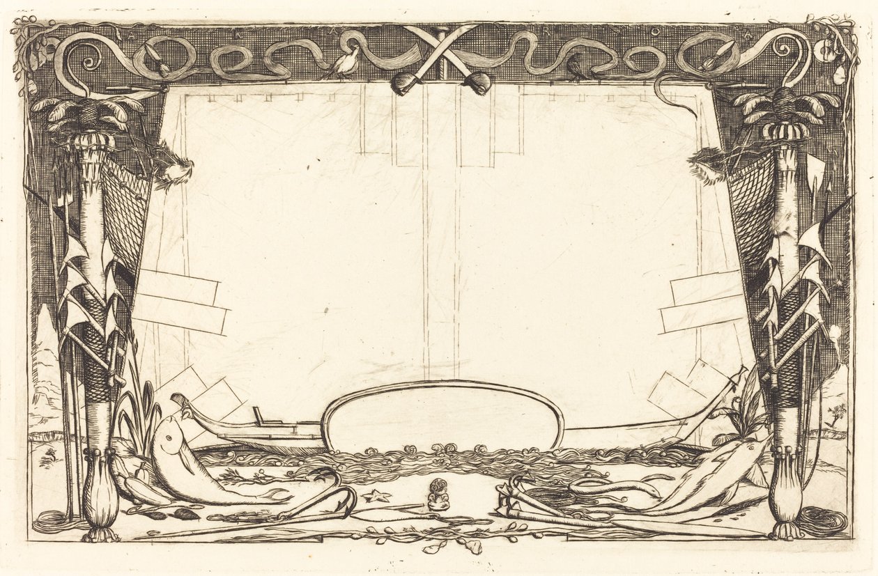 Omslag van "Reis naar Nieuw-Zeeland" (Cover for the Set of Etchings Entitled "A Voyage to New Zealand") door Charles Meryon