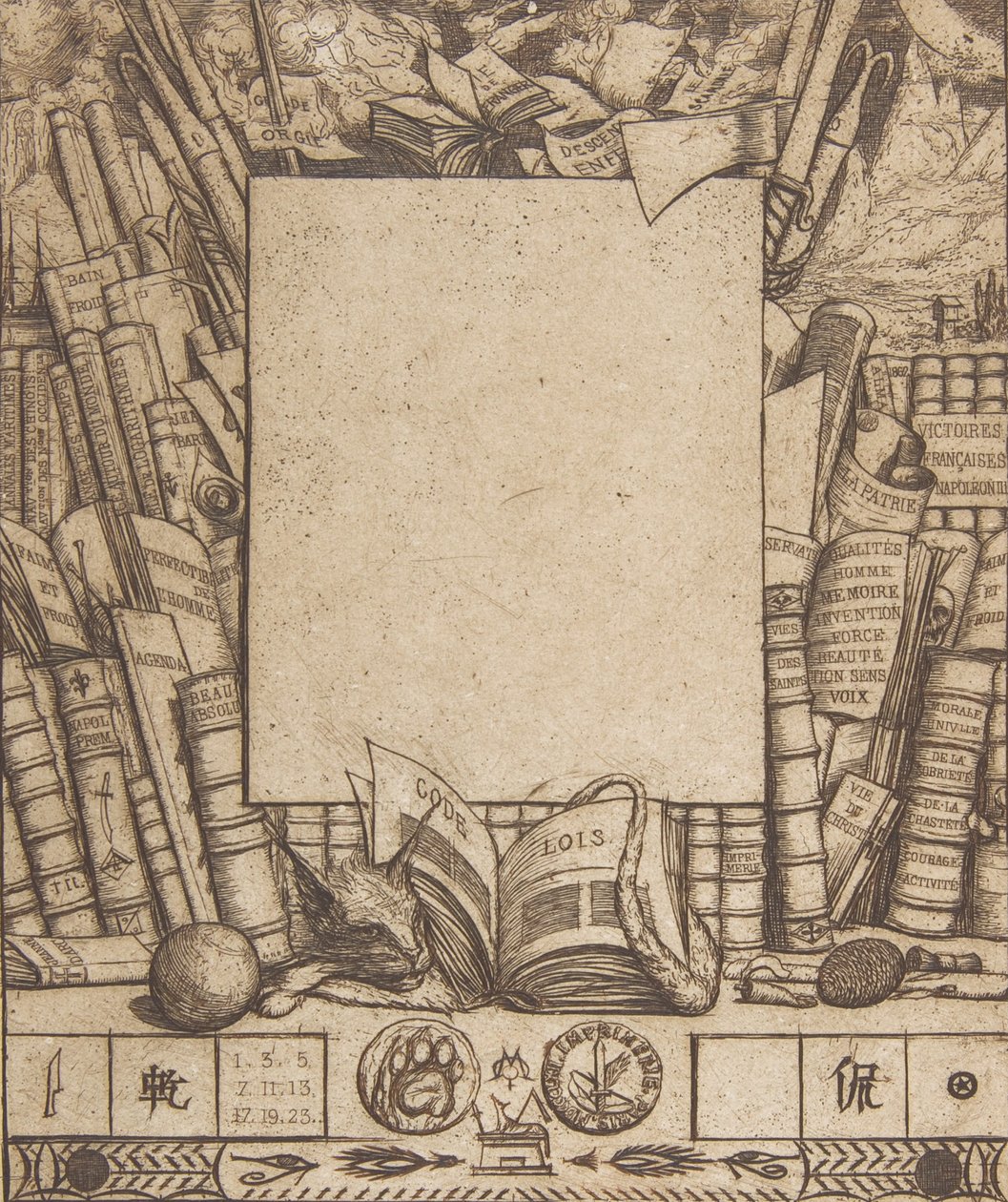 Ontwerp voor een lijst voor het portret van Armand Guéraud door Charles Meryon