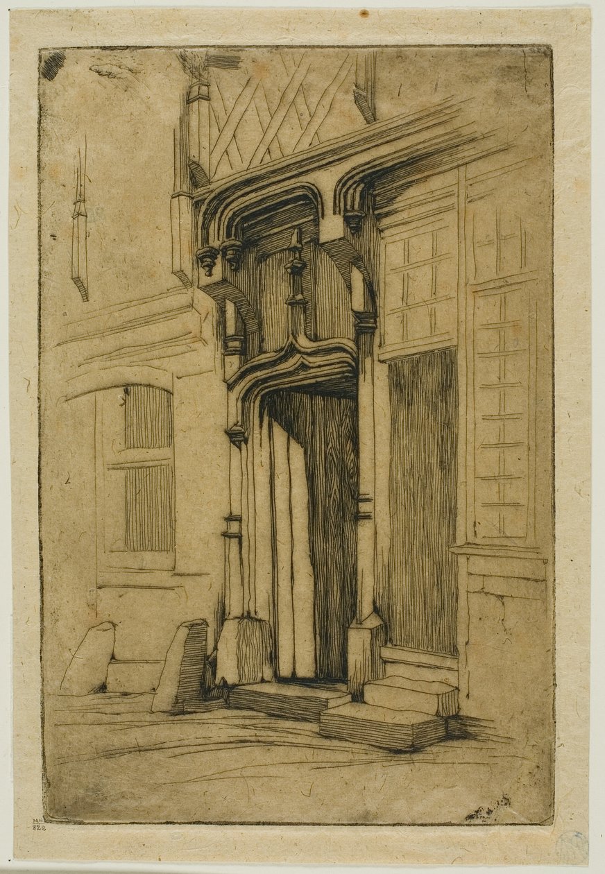 Deur van een Oud Klooster, in de rue Mirabeau, Bourges door Charles Meryon