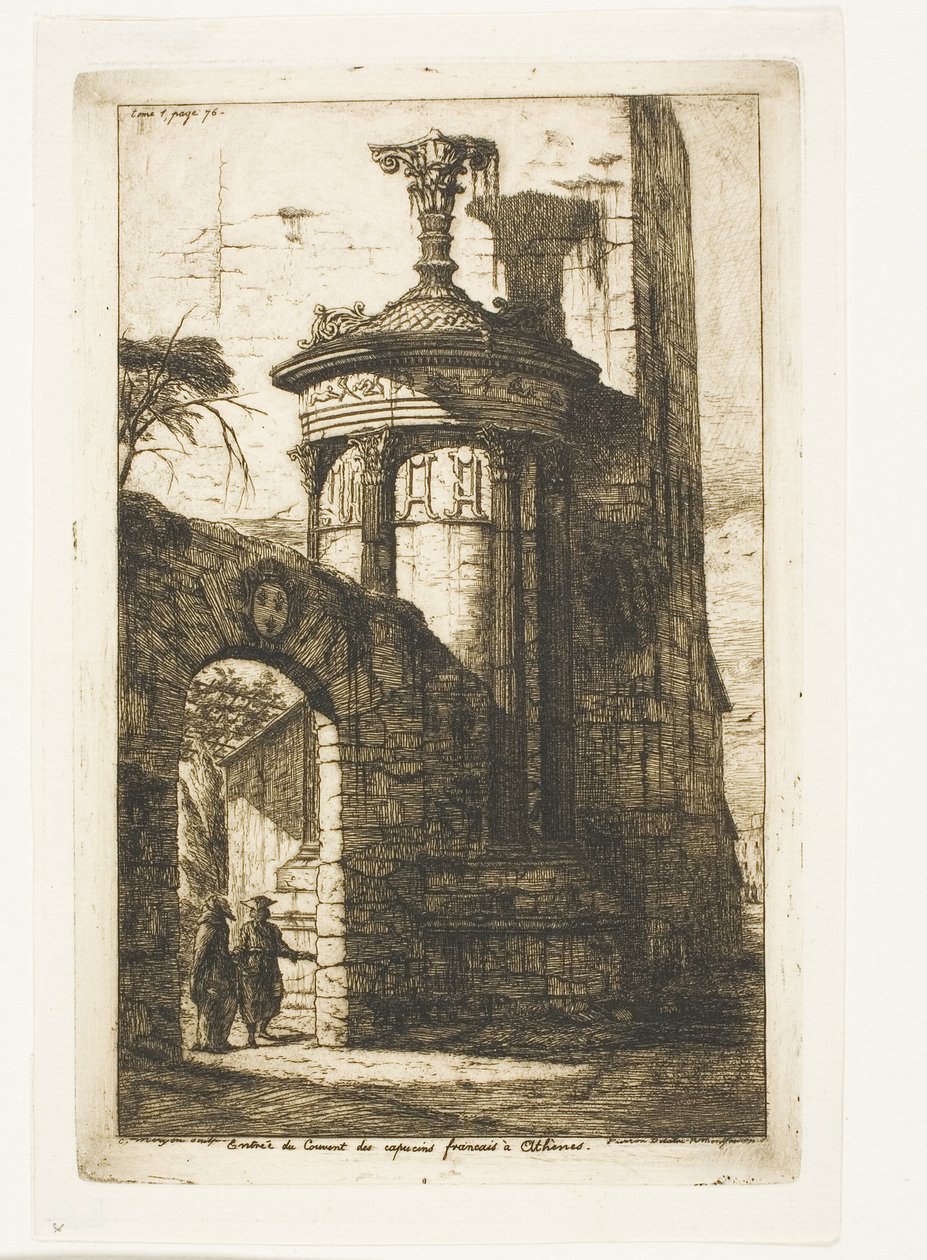 Ingang van het Franse Kapucijnenklooster in Athene door Charles Meryon