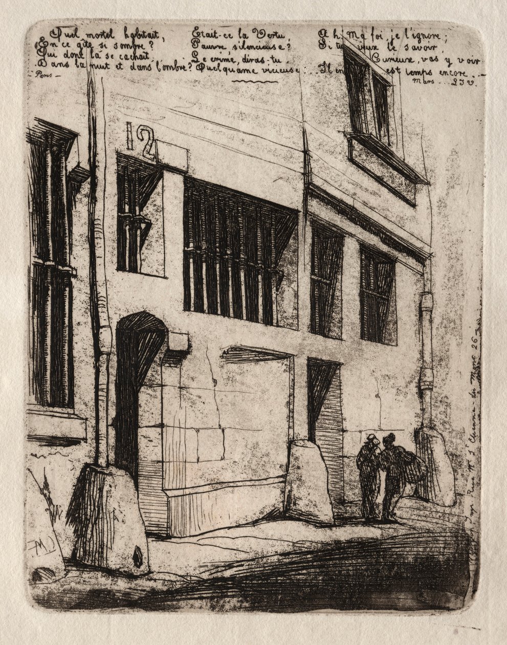 Etsen van Parijs: De Straat van de Stoute Jongens, 1854 door Charles Meryon