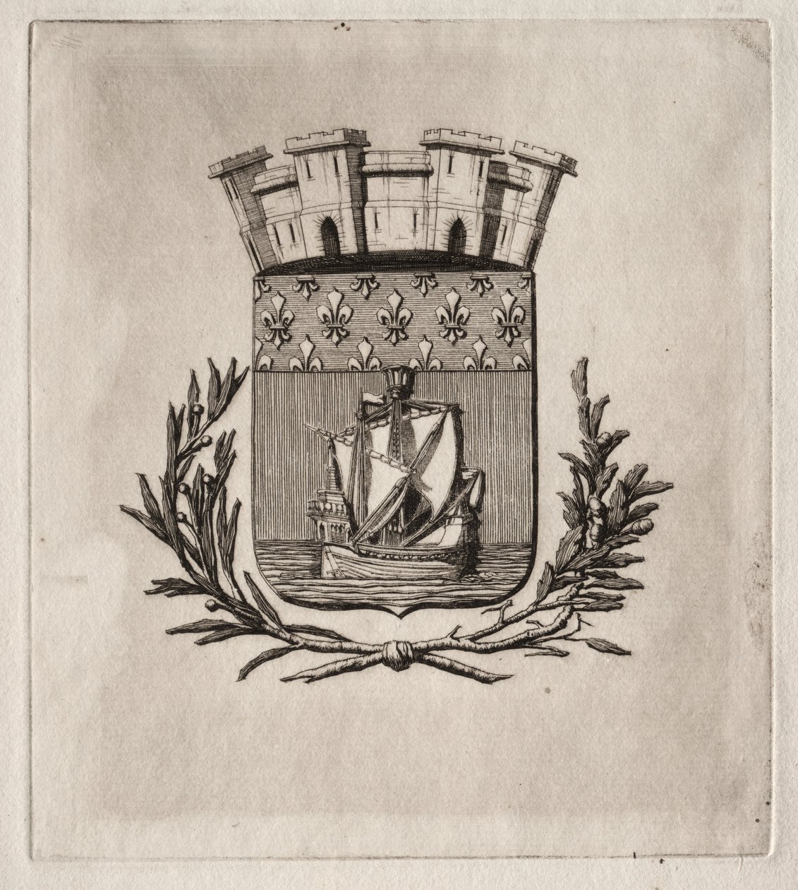Etsen van Parijs: De symbolische wapens van de stad Parijs door Charles Meryon