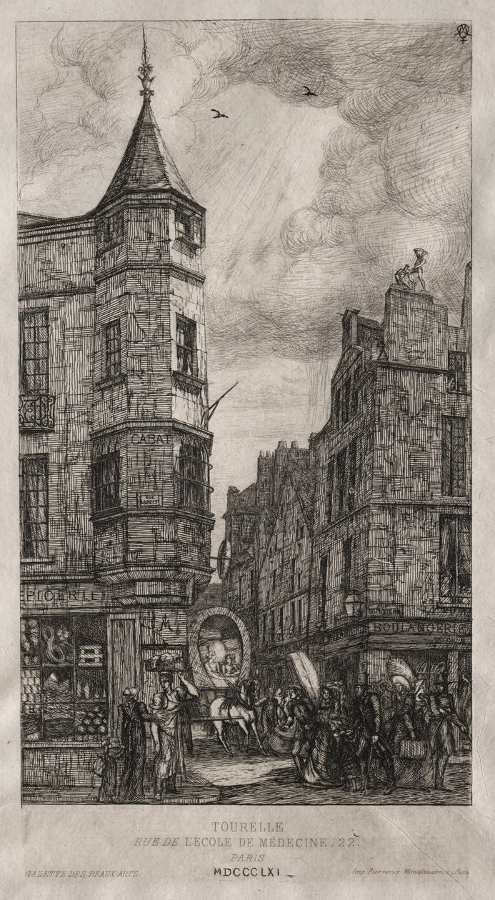 Huis met een Torentje, Nr. 22 Straat van de School van Geneeskunde door Charles Meryon