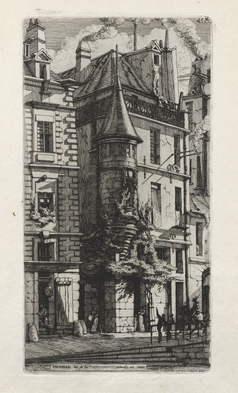 Huis met een toren, rue de la Tixeranderie, Parijs door Charles Meryon