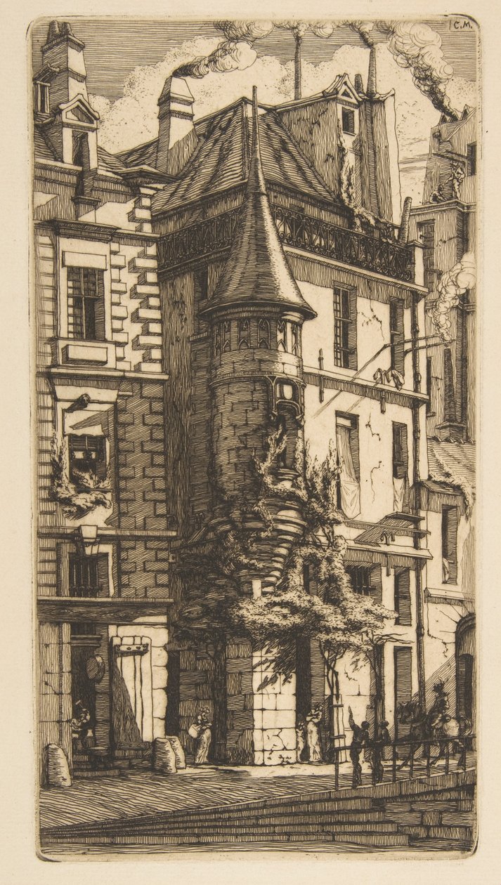 Huis met een torentje, rue de la Tixéranderie, Parijs door Charles Meryon