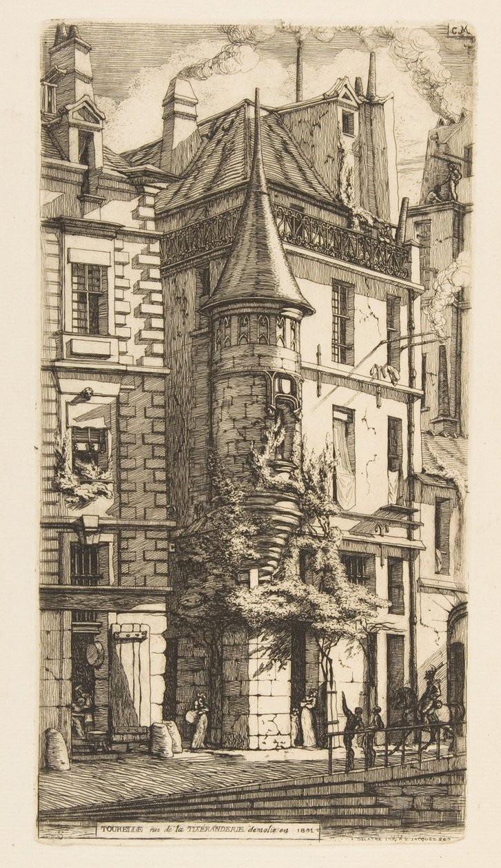 Huis met een torentje, rue de la Tixéranderie, Parijs door Charles Meryon