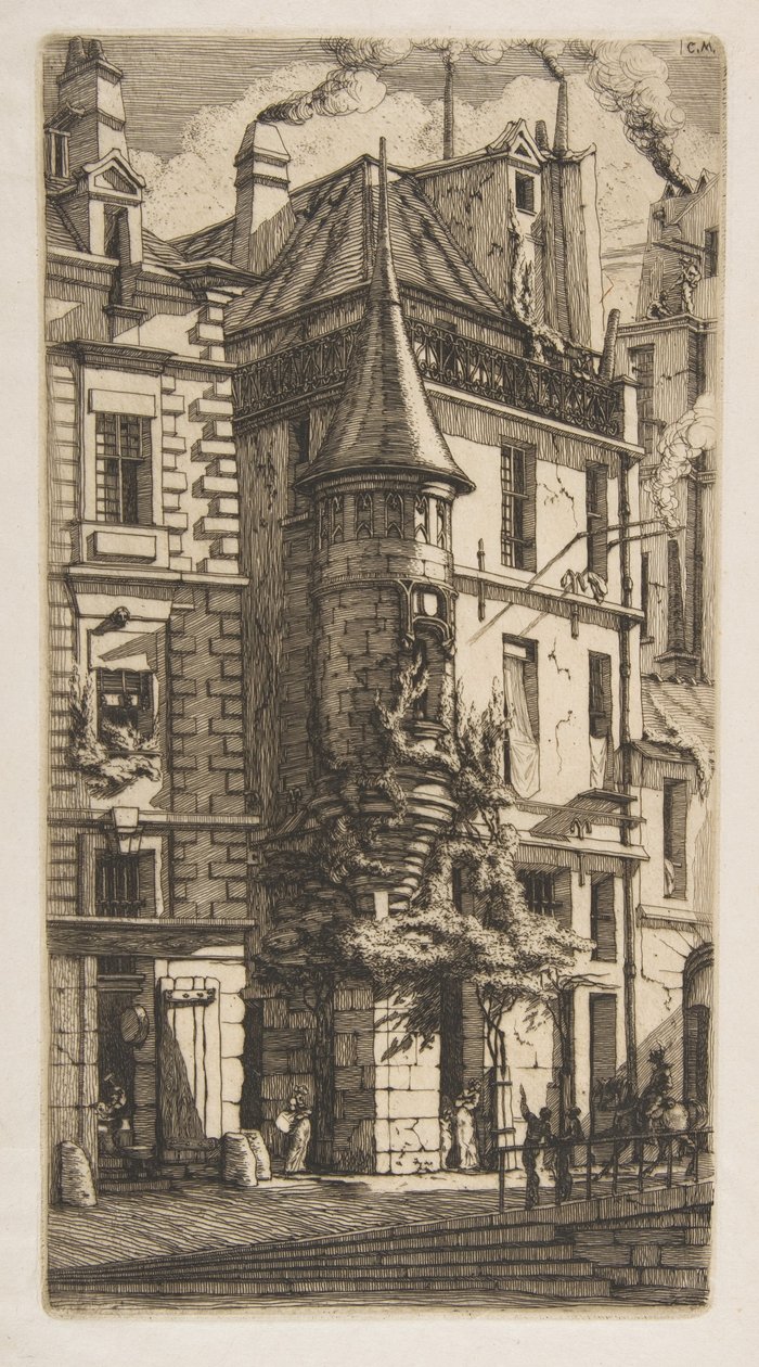Huis met een torentje, rue de la Tixéranderie, Parijs door Charles Meryon